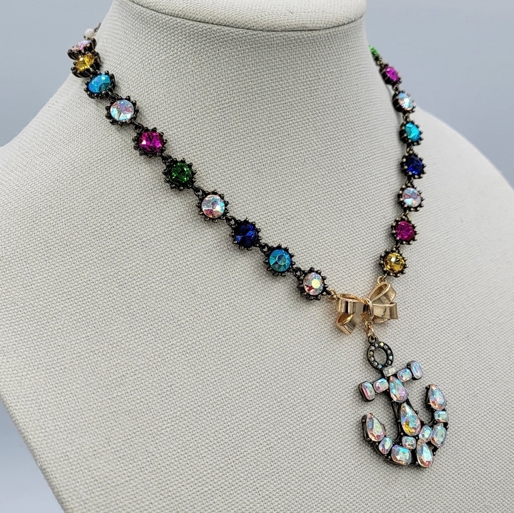 Betsey Johnson Necklace Anchor Crystal NWT #2381 - Picture 3 of 12